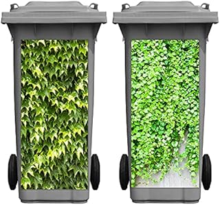 2 Sheets Ivy Leaves Wheelie Bin Sticker Adhesive Ivy Leaf Dustbin Sticker Decorative Wall Stickers Large Green Leaves Decal for Fridge Bins Wall, Indoor Outdoor Decorations, 15.74 x 32.28 Inch