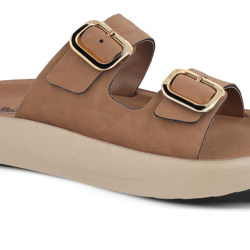 Image of WALKAROO Women's Comfort Flat Sandals|Soft Cushioned Footbed, Lightweight PU Platform Sole|CasualWear,Travel,Outdoor,office wear,Stylish,Trendy Sandals|WLP74038
