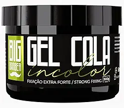 Gel Cola Big Barber 300g - Fixação Extra Forte, Incolor, Modelador de Cabelo Profissional, Longa Duração