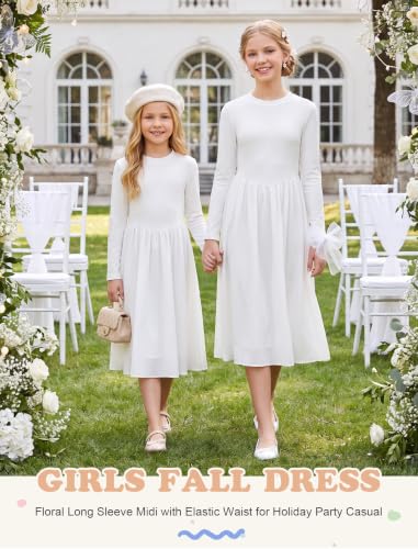 HOZIY Girls Dresses Size 8 White Long Sleeve Maxi Kids Dress for Teens - image 5