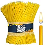 Natural Beeswax Candles 10” 30 pcs Best Beeswax Candle - Pure Deep Yellow Bee Wax with Great Honey Scent and Cotton Wicks - Eco Friendly 100% Beeswax Candles for Decoration Home Birthday Cake 1103470