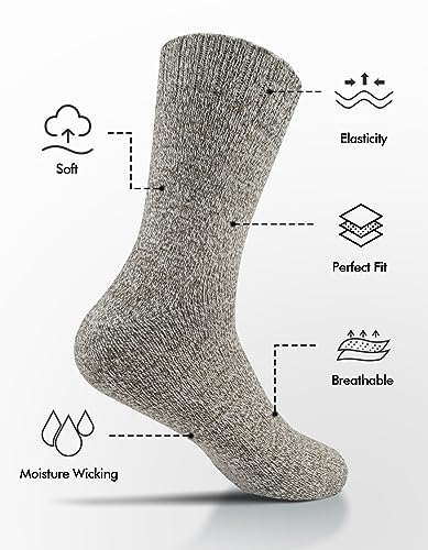UUMIAER 5 Pairs Wool Socks Mens, Thermal Hiking Socks Thick Warm Winter Socks Soft Crew Socks (US Size 7-13)3