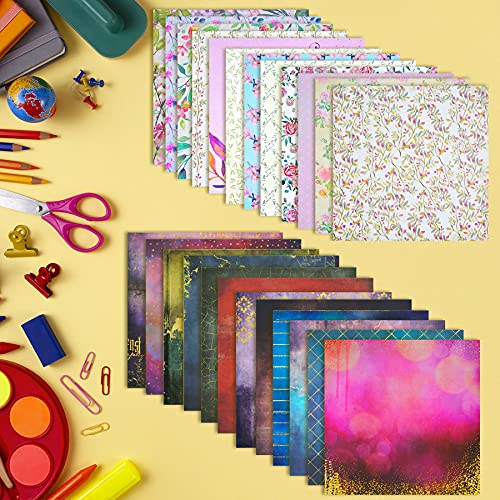 Rancco 48 Sheets Scrapbook Paper Set, Beautiful Sky & Lovely Floral Cardstock Paper Pad, Singe Sided Patterned Paper For Cardmaking/Bouquet/Diy Photo Album, 6X6Inch, 12X12 Inch Decorative Craft Paper #TOP1