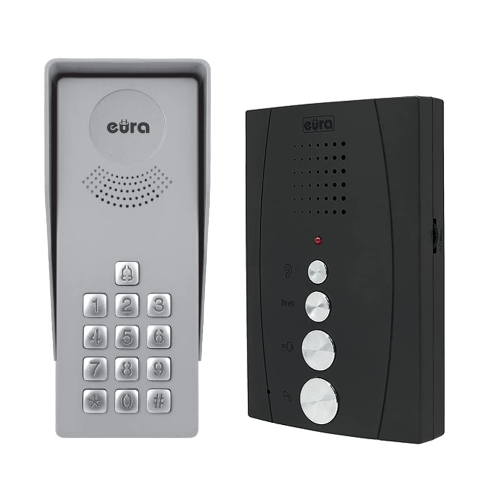 Domofon Eura Adp-38A3 Entra Graphite, zestaw głośnomówiący, zamek szyfrowy, 4 przewody