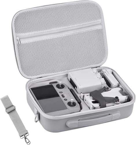 Image of M.G.R.J Portable Carrying Case Cover for DJI Mini 4 Pro || Mini 4 Pro RC 2 Remote Controller & Accessories (Hard|PU Leather|Grey)
