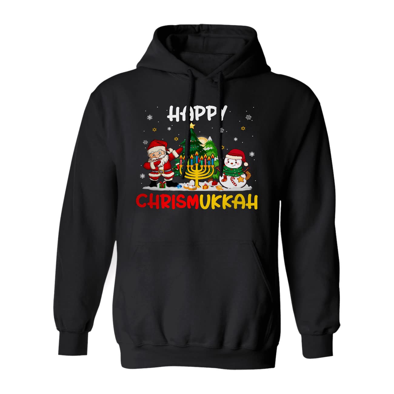Happy Chrismukkah Funny Christmas Hanukkah Dabbing Santa Snowman Menorah Gifts Hoodie