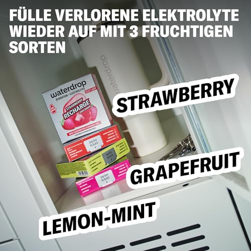 waterdrop® Microlyte Mix – Elektrolyte ohne Zucker für Sport – 36 Drops Würfel mit Magnesium, Kalzium, Natrium + Zink – Hydration & Geschmack für Wasser in Erdbeere, Grapefruit & Zitronen-Minze 3