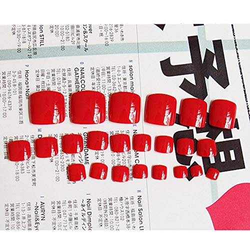 Amazon Com Poliphili 24 Pieces Pure Color False Toenails Full Coverage Fake Toe Nail Multicolor Summer Design Red Beauty