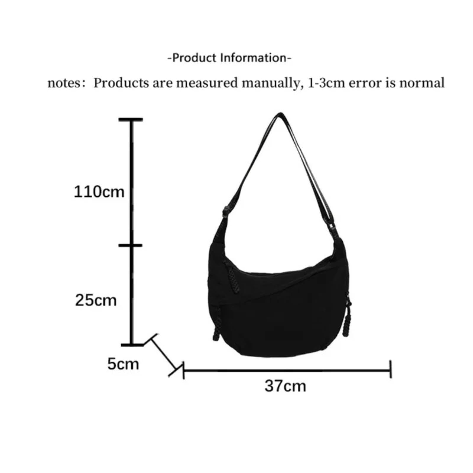 Borsa A Tracolla Crossbody Nylon Crescent Resistente all'Acqua, Hobo Sling Tasca Multi Zipper