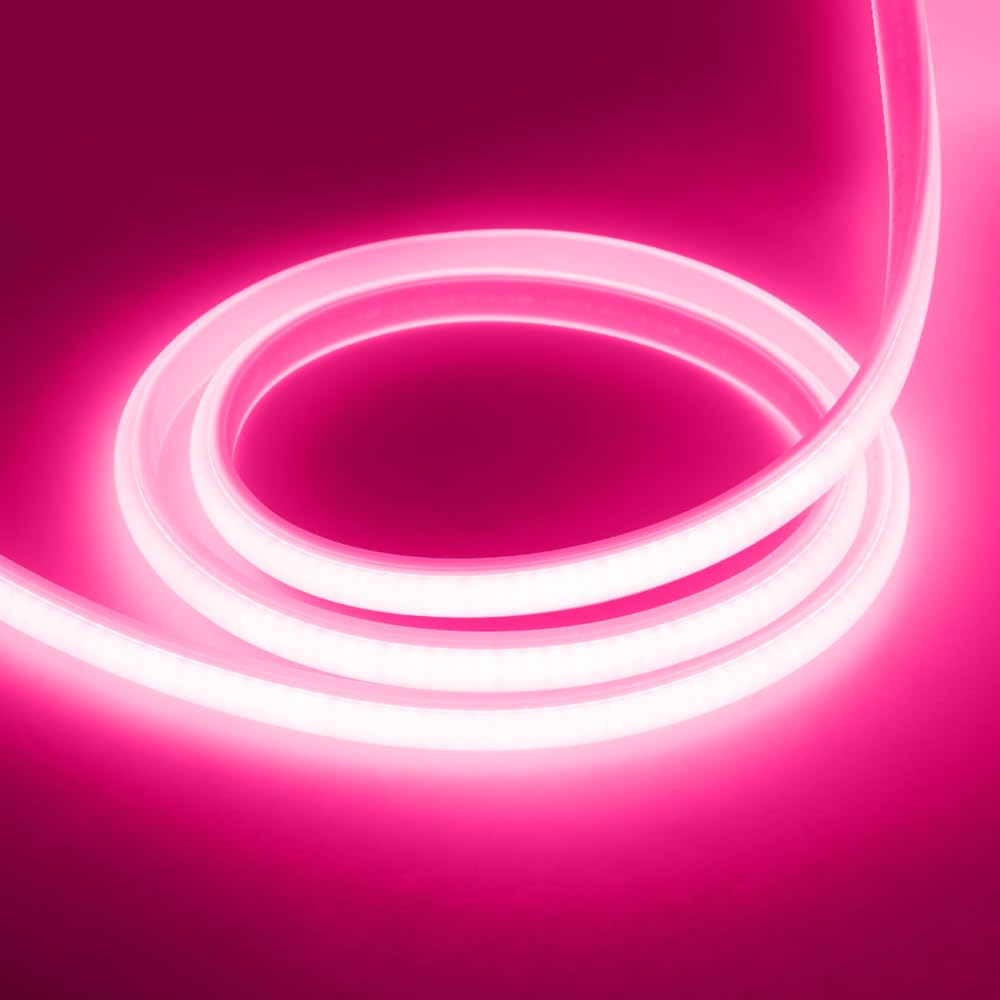 GQL Flexible COB Neon Light Strip, 220V LED Strip 288 LEDs/m, Cut to 50cm, IP65 Waterproof Modified Silica Gel Rope Light with UK Plug Power Supply (6m, Pink) โ image 1