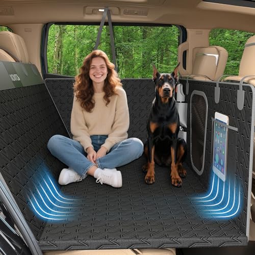 NOMTOS Upgraded Durable Hard Bottom Dog Car Seat Cover with EPE Sponge Cushion,Foldable Dog Rear Seat Protector,Waterproof Pet Car Seat Hammock, Seamless Car Back Seat Extender for SUV,Truck(XL)