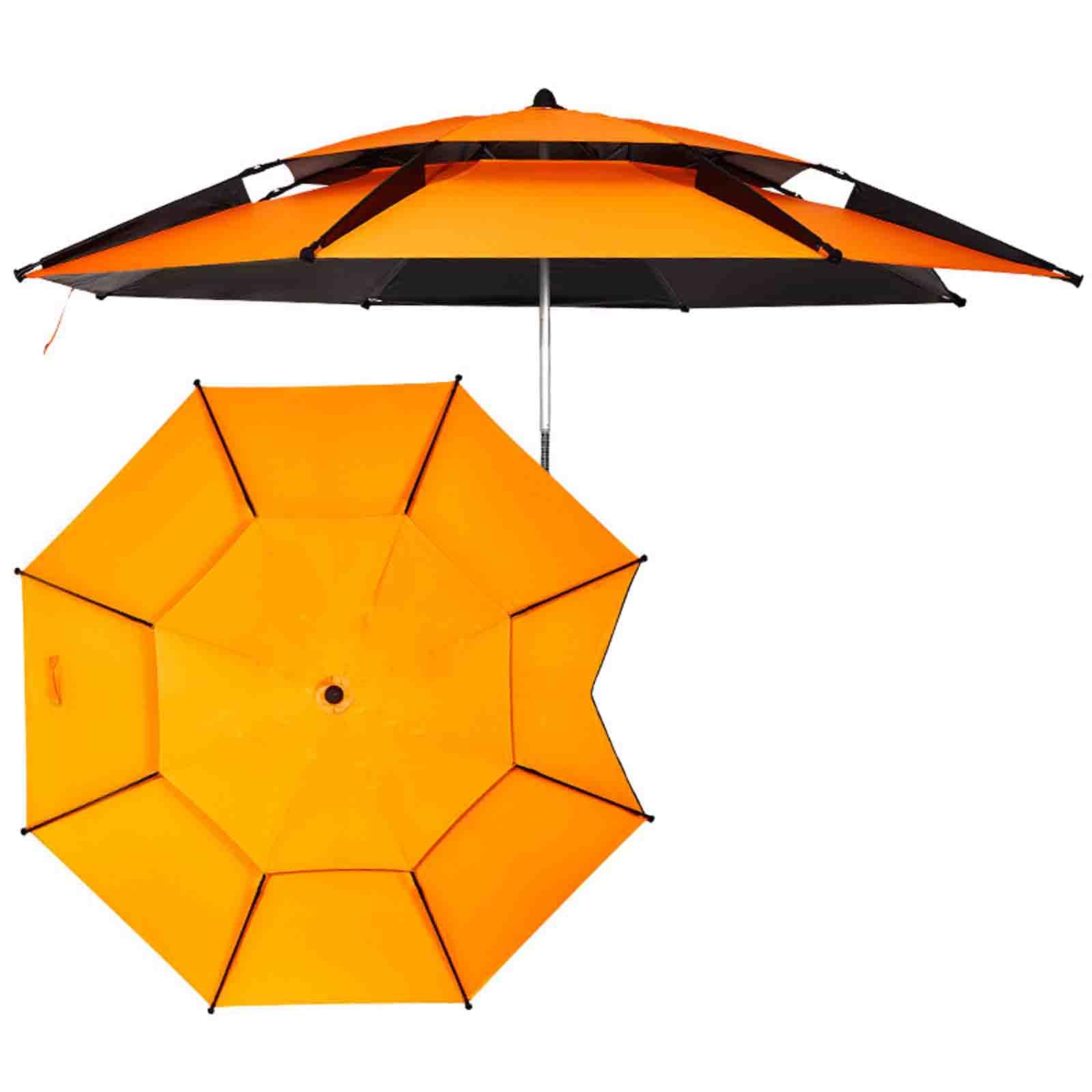 Parasol wędkarski na świeżym powietrzu 2 metry Dwuwarstwowy uniwersalny wzmocniony parasol wędkarski Platforma z filtrem przeciwsłonecznym i przeciwdeszczowym (Orange)