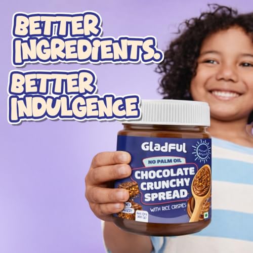 Image of Gladful No Palm Oil Spreads Combo | Hazelnut Almond, Caramel Oat Cookie, Chocolate Crunchy, Chocolate Almond | No Refined Sugar | Premium Dessert | Clean Ingredients | Chocolatey & Nutty Healthy Spreads (4 x 300g)