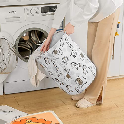 Inough Extra Large Baby Hamper For Nursery, Waterproof Laundry Basket Canvas Baby Clothes Hamper Storage Basket Nursery Hamper Foldable Toy Basket Animal Hamper With Drawstring (Giraffe) #TOP6