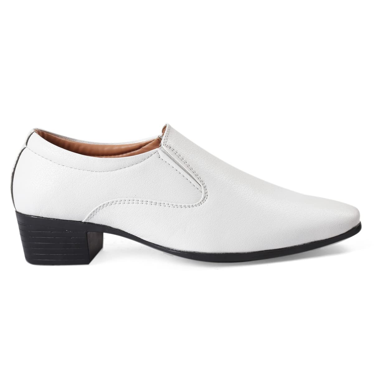 BXXY Mens 2 Inch Heel Height Increasing White Formal Slip-on Moccasin Shoes- 7 UK (B0BMYGZK9H) Amazon Price History, Amazon Price Tracker
