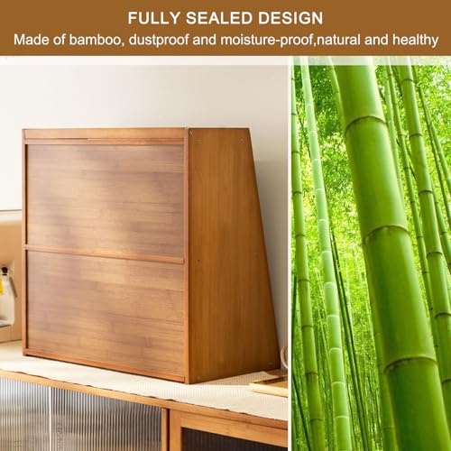 Elegante credenza da cucina in bambù, con sportello ribaltabile, per conservare spezie e alimenti, ecologico, salvaspazio, per casa e cucina