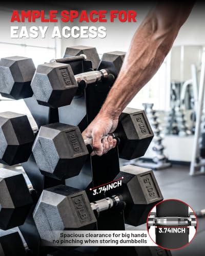 Image of A-Frame Dumbbell Stand, Dumbbell Barbell Storage & T Bar Row for Home Gym
