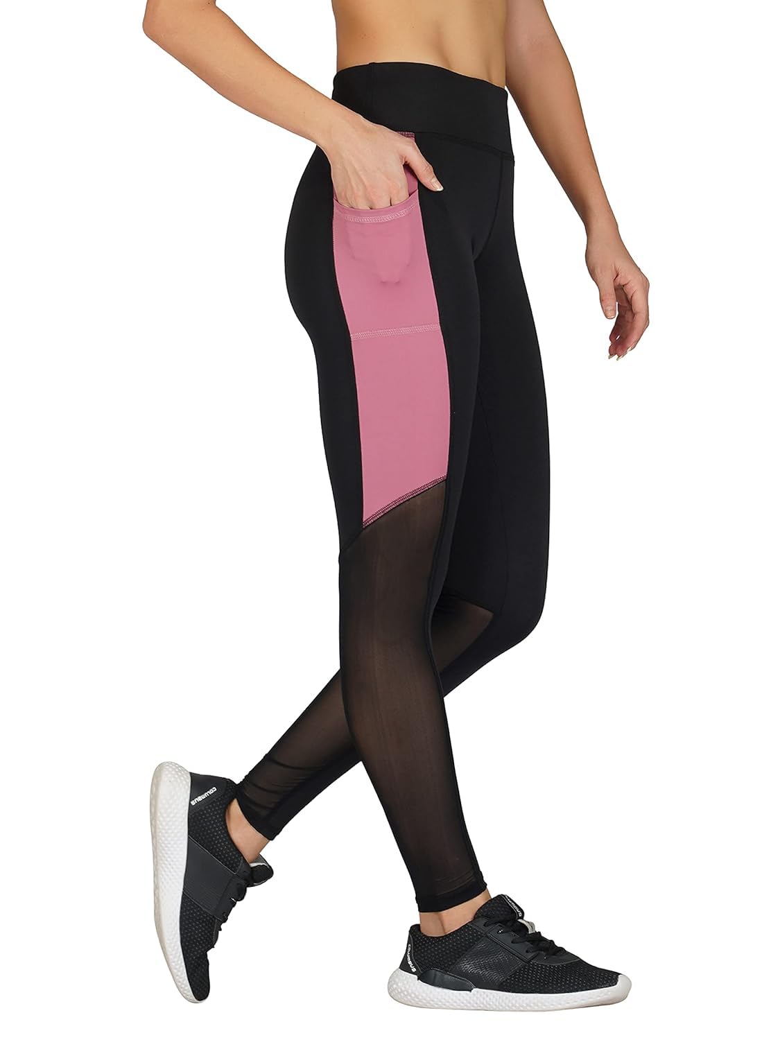 Imperative Women Quick Dry Yoga Workout Gym Sports Tights with Pocket | Outdoor Running Slim Fit Pants for Women | Women Leggings (Blush)-picture-44