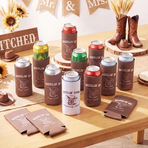 Image of SiliFine 12 Pcs Bachelorette Party Can Sleeves Bulk Coquette Bachelorette Decoration Cowgirl Can Sleeves for Bridal Shower Gifts(3.5 x 5.5 Inches,Last Rodeo Western Cowgirl)