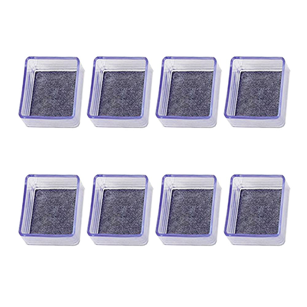 Tapas cuadradas de Silicona Transparente for Patas de Muebles, Almohadillas for pies de Silla de Escritorio con Parte Inferior de Fieltro,(Transparent-square-8pcs,50-50mm)