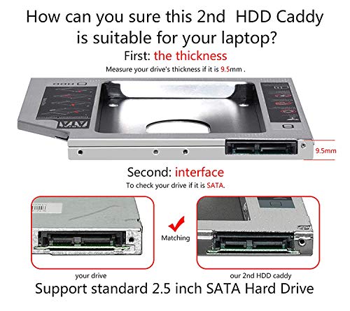 SATA 2nd 2.5'' Hard Drive Caddy for 12.7mm Universal CD/DVD-ROM - Expand Your Data Storage on Your Laptop with HDD/SSD