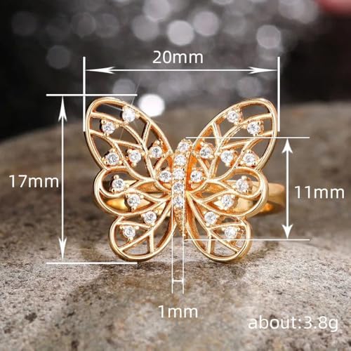 Gold Plated Hollow Butterfly Engagement Rings Wedding Bridal Band Promise Rings Evening Parties Anniversary Valentine's Day Gifts Eternity Bands for Women2
