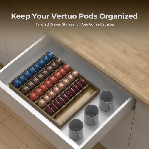 Image of for Nespresso Vertuo Capsules Bamboo Coffee Pod Drawer Organizer