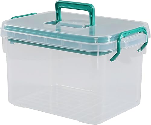 Gloreen Caja plástica clara del kit de primeros auxilios, caja de almacenamiento de la medicina del hogar, F