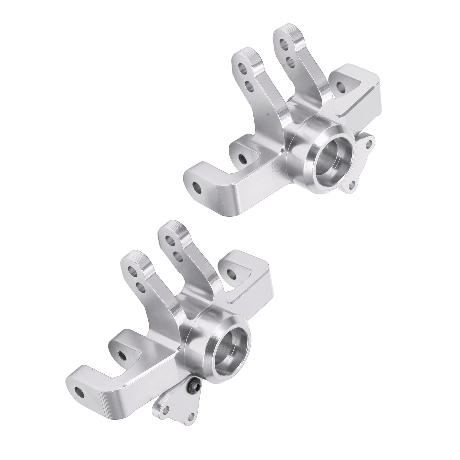 1/6 RC Steering Cup, Fall Off Resistance 1/6 Metal Steering Knuckle Two Holes Design Delicate Appearance CNC 3D Texture for RC Car(Silver)