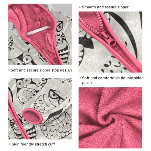 OTVEE Cute Hipster Owls Birds Kids Hoodie Jacket Fall Spring Full Zip Warm Outwear Coat3