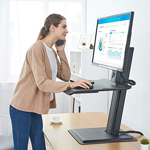 NB North Bayou Support de Moniteur Support pour écran PC sur Bureau Design Ergonomique Ressort à gaz avec Port USB (Noir)
