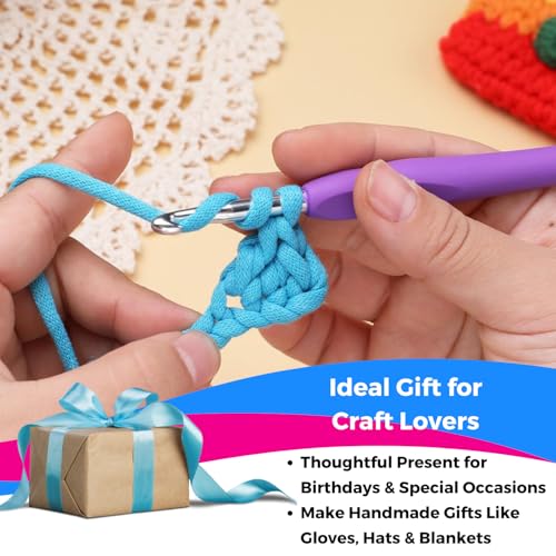 Image of Oytra Crochet Kit 52 Pieces for Beginners with Ergonomic Hooks Knitting Needles Stitch Markers Yarn Needles & Accessories Starter Kit for Adults Kids & DIY Craft Lovers