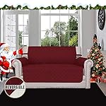 Easy-Going Reversible Loveseat Couch Cover for 2 Cushion Couch Sofa Cover for Dogs Water Resistant Furniture Protector with Foam Sticks Elastic Straps for Pet (Loveseat, Christmas Red/Ivory) - Image 2