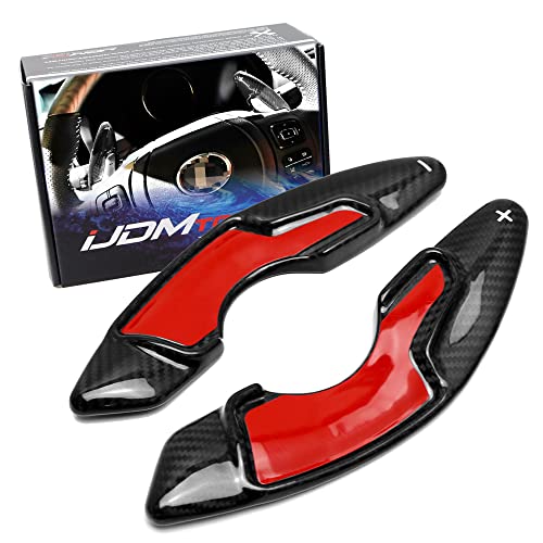 iJDMTOY High Gloss Black Genuine Carbon Fiber Steering Wheel Larger Paddle Shifter Extension Covers Compatible with Lexus Lexus RC is NX CT