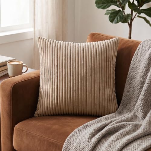 Image of Wakefit Designer Cushion Cover | 16x16 inch | Super Soft Durable Fabric | Machine Washable | Pack of 1 | Aura Almond Cream