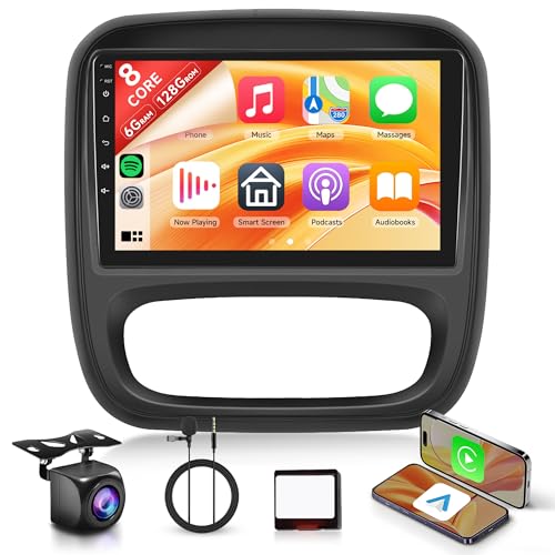 🚗[8 core 6G+128G Android Autoradio 2 Din] Veicoli compatibili: per Renault Trafic X82 2014-2019, per Opel Vivaro B 2014-2019, per Fiat Talento 296 2016-2021, per Mitsubishi Express X82 2020-2022, per Nissan NV300 2016-2020. Progettato e sagomato per abbinarsi al cruscotto di fabbrica, design della trama in stile fabbrica, autoradio con schermo IPS da 9''. 8 Core. Memoria RAM 6G + ROM 128G, risoluzione dello schermo: 1280*720, touch screen a piena capacità per un facile utilizzo, interfaccia utente ben progettata solo per auto. Supporta schermo diviso.