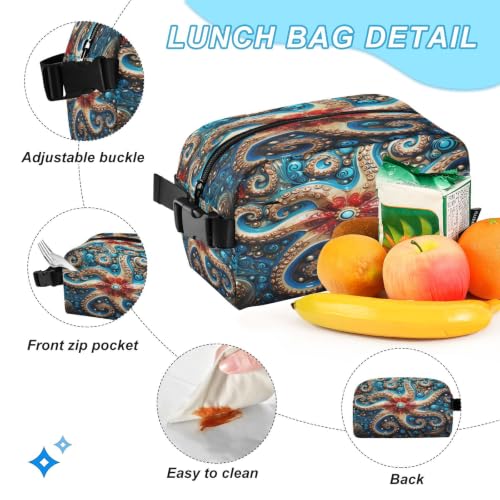 Sac à dos pieuvre bleu et sac à lunch pour écolier