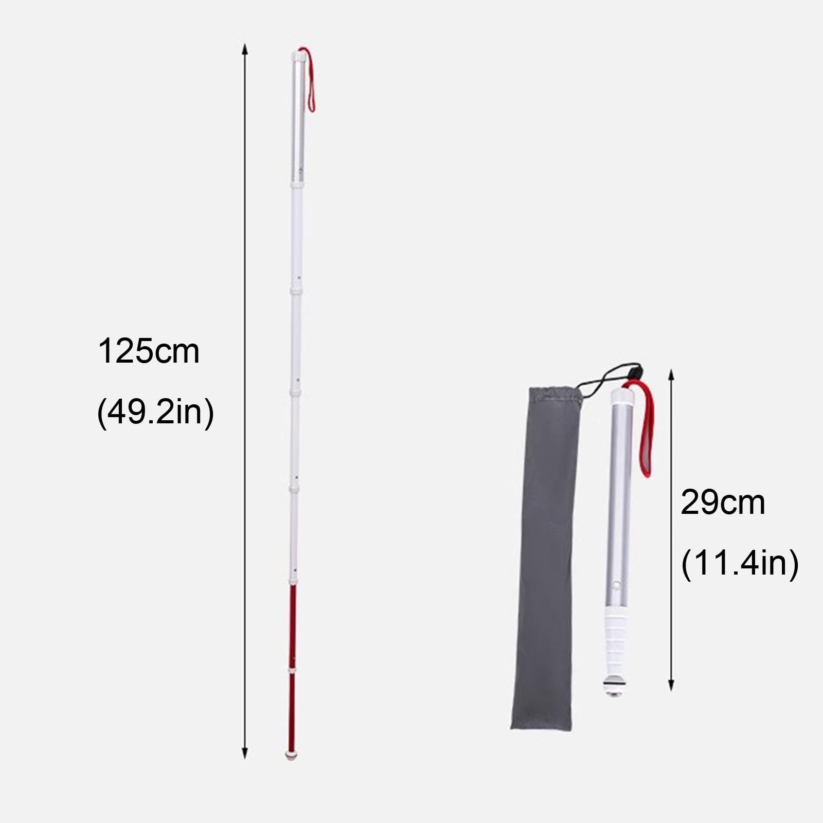 Bastone da passeggio per ciechi a 7 sezioni Bastone per ciechi pieghevole telescopico 125 cm Bastone guida in titanio per persone non vedenti o ipovedenti