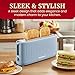 Elite Gourmet ECT2517OX SLIMTOAST™ 2-Slice, Long Slot Toaster, Cool-touch Body, 6 Toast Settings & Cancel Function, Extra Wide 1.5” Slot Easily Fits Bread, English Muffins, Bagels & Waffle, Ocean Blue