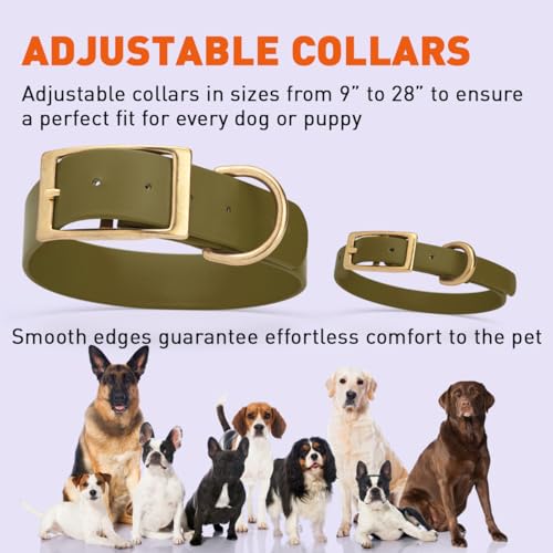 Image of Viper Biothane Heavy Duty Waterproof Dog Collar Strong Coated Nylon Webbing w /Solid Brass Hardware Odor-Proof Easy to Clean High Performance Fits Small Medium or Large Dogs, Olive Drab Green