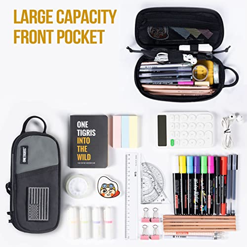 Onetigris Tactical Pen Pouch - Zipper Pen Case Organizer, Multi-Slot Large Capacity Stationery Bag With Pens Sleeve Holder #TOP3
