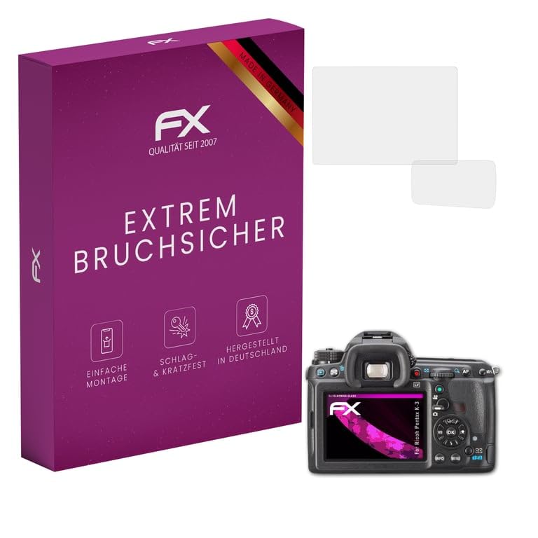 atFoliX Plastic Glass Protective Film compatible with Ricoh Pentax K-3 Glass Protector, 9H Hybrid-Glass FX Screen Protector (Set of 1)