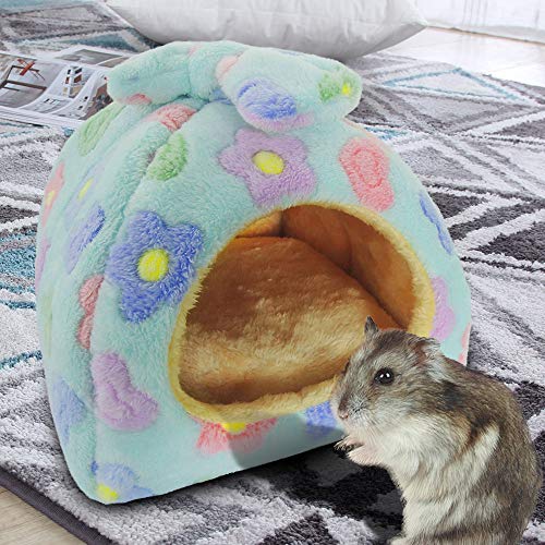 Image of HOMEYA Small Animal Pet Bed, Sleeping House Habitat Nest for Guinea Pig Hamster Hedgehog Rat Chinchilla Hideout Bedding Snuggle Sack Cuddle Cup Cage Accessories with Removable Washable Mat (Blue)
