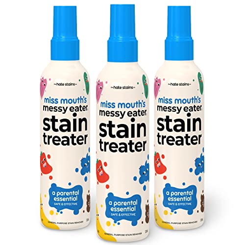 Image of Miss Mouth's HATE STAINS CO Stain Remover for Clothes - 4oz 3 Pack of Newborn & Baby Essentials Messy Eater Stain Treater Spray - No Dry Cleaning Food, Grease, Coffee Off Laundry, Underwear, Fabric