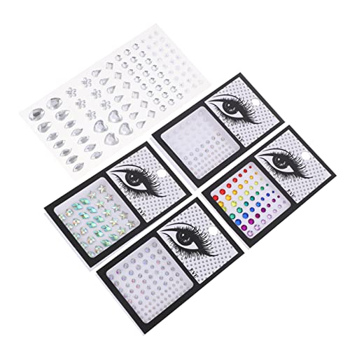 SHERCHPRY 5Sheets Rhinestone Face Gems Stickers for Makeup Body Jewels Easy to Apply for Parties Festivals and Outings
