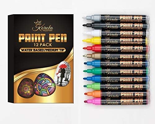 Paint Pens for Rock Painting, Ceramic, Porcelain, Glass, Wood, Metal, Canvas and More. Set of 14 Acrylic Paint Markers Medium Tip