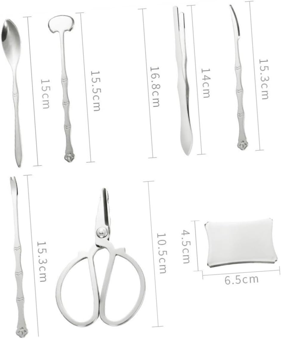 1 Set 8pcs Eating Crab Tool Set Crab Eating Tools Crab Shell Crab Leg Opener Lobster Crab Nut Kitchen Tools Wine Opener Crab Eating Gadget Hairy Crab and Fork Stainless Steel (Silver 15.5X0.6CM)