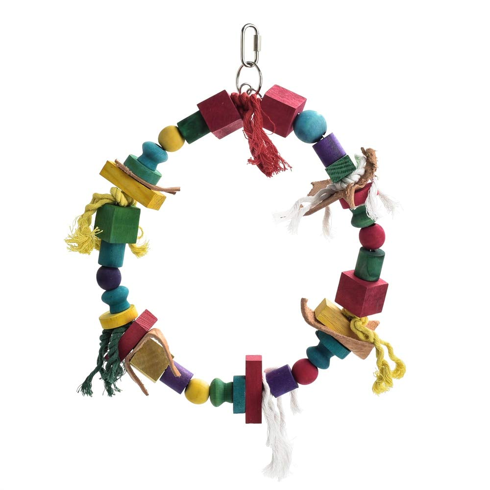 PARROT ESSENTIALS Natural Wood Swing with Double Twirlers - Colourful Wooden Swing for Parrots, Cockatoo, Conure and More - Hanging Toy Pet Swing - Parrot Toy Nest Swing Encourages Foot Exercise — view 6