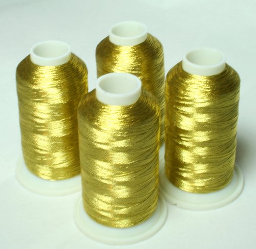 Hilos metálicos para bordado máquina Antique Gold 4 conos miniatura 1