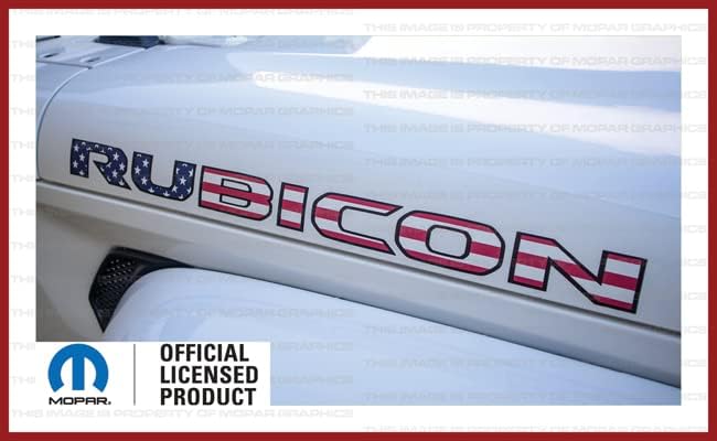 Miniatura 4 de Decal Mods Rubicon - Calcomanías gráficas para capó para Jeep Wrangler/Gladiator JL (2018-2023) bandera de Estados Unidos, contorno negro (juego de